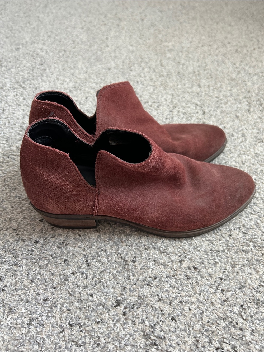Crevo Women's Suede Ankle Booties in Burgundy Red